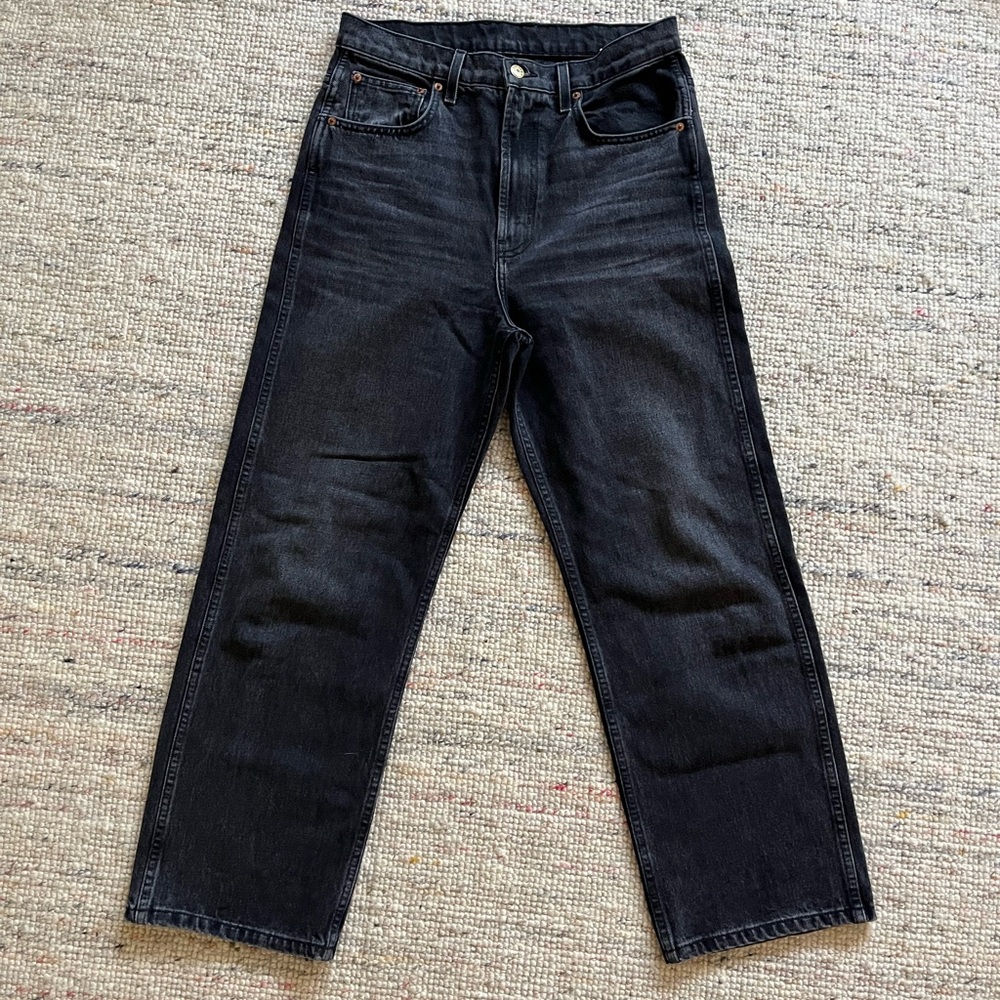 B SIDES Black Plein Straight Women's Jeans